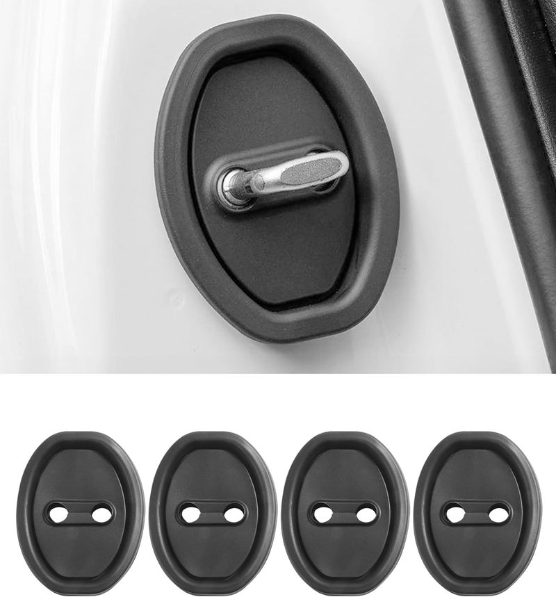 SCUARI غطاء قفل باب السيارة 4 قطع، ملحقات السيارة سيليكون صامت لوقف صدمات باب السيارة، زينة سيارات ذاتية اللصق تحمي وتغطي، مناسبة لمعظم المركبات (أسود) - Image 1